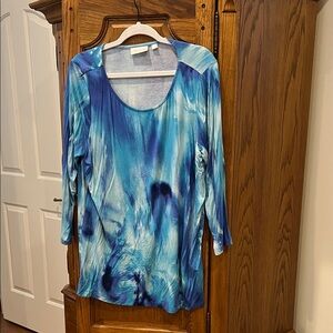 Belle by Kim Gravel Oceanic Swirl Long Sleeve Top